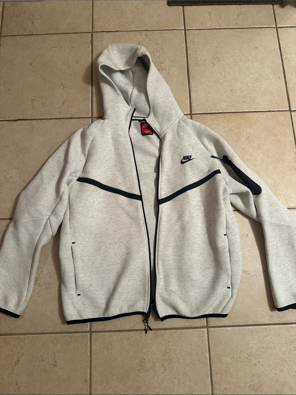 Nike Tech Fleece Men’s Heather Gray Hooded Zip Jacket Large